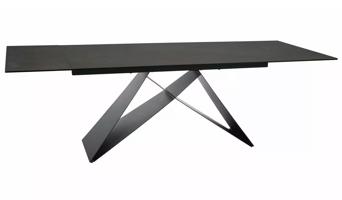 VEVANO Esstisch 160–240 cm – Design Keramiktisch ausziehbar (Rostfarben / Schwarz Matt)