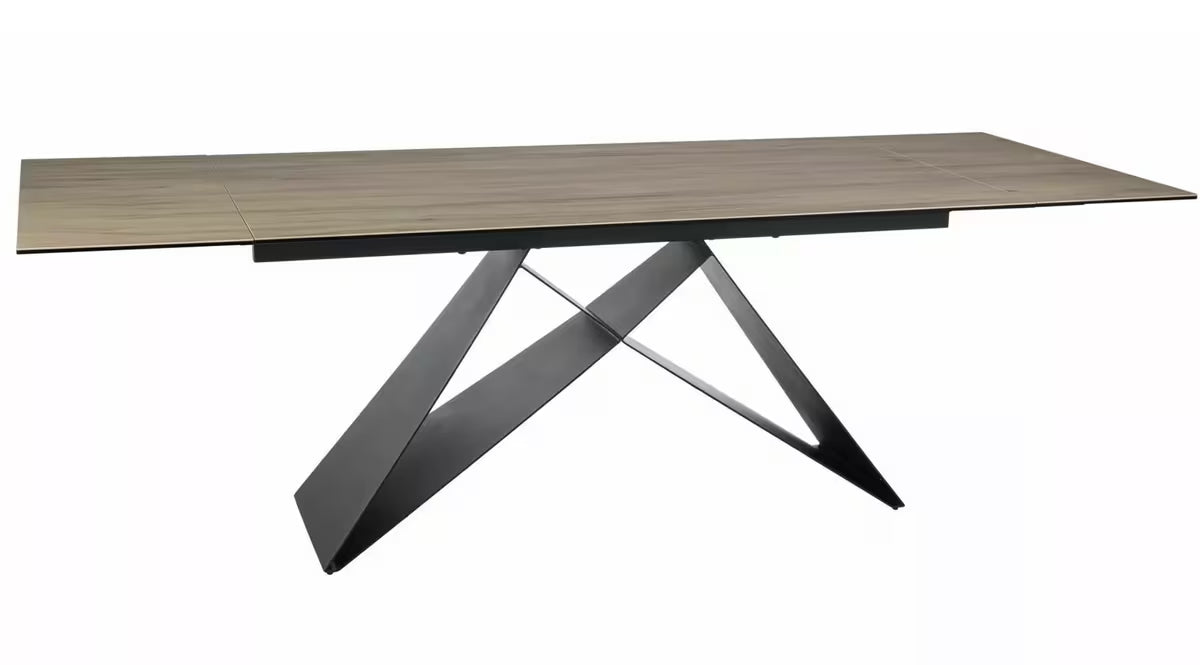 VEVANO Westin Esstisch 160–240 cm – Design Keramiktisch ausziehbar (Sanremo Eiche / Schwarz Matt)