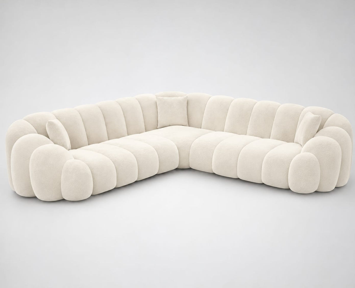 Ecksofa Bubble Optik in Samt - Spezialanfertigung 300x300