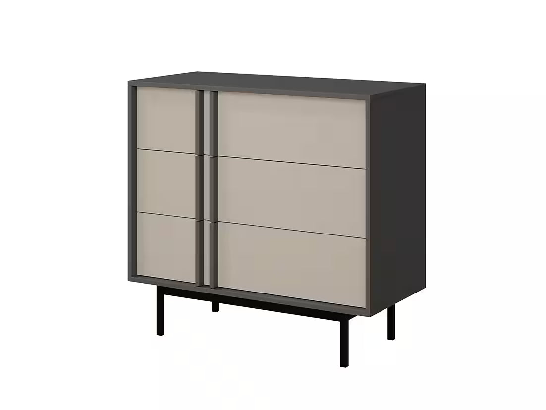 Alva 93 cm – Moderne Kommode mit 3 Schubladen & Metallfüßen (Beige)