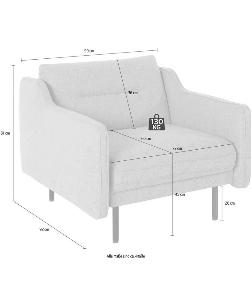 Sofa Set 3-3-1 in NaturLeder Braun, 229 cm Breite