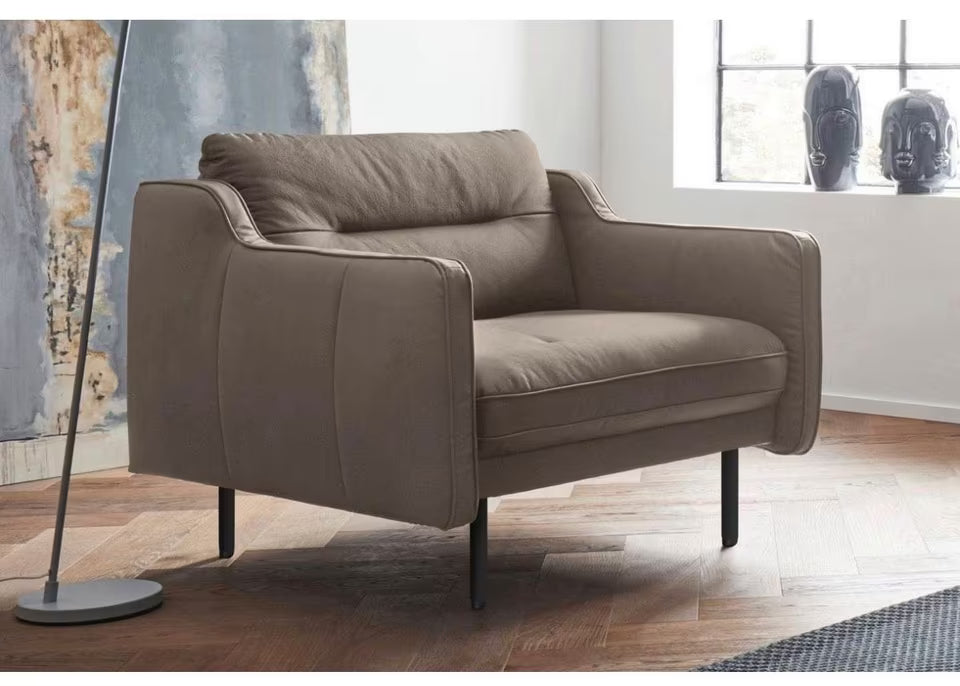 Sofa Set 3-3-1 in NaturLeder Braun, 229 cm Breite
