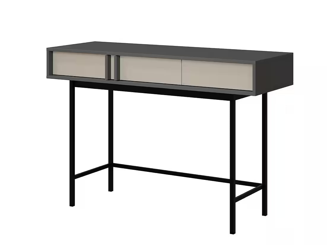 Alva 123 cm – Moderner Schminktisch mit 2 Schubladen & Metallfüßen (Beige)