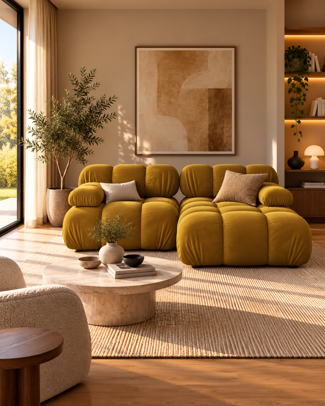 Selene Modulsofa, Ecksofa aus Samt (2-Sitzer), 190 cm