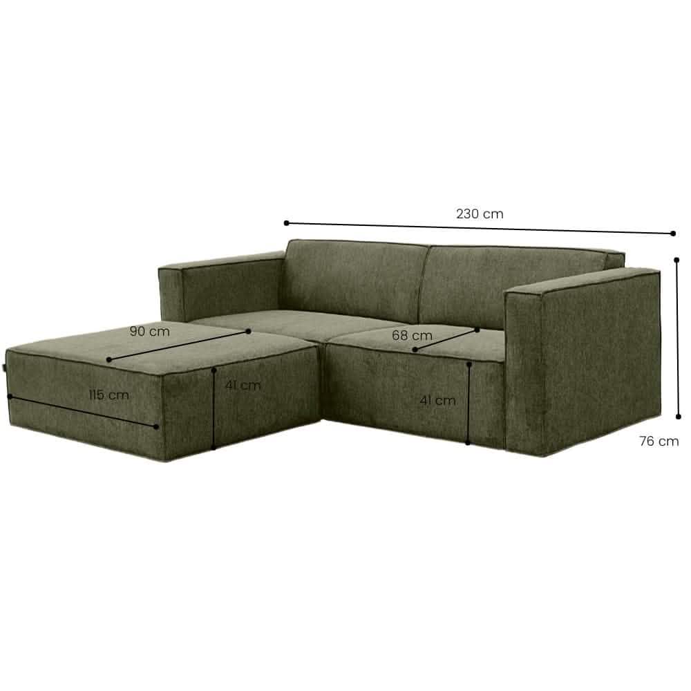 Balu in Strukturstoff Beige + Hocker, 230 cm Breite | PolsterOase