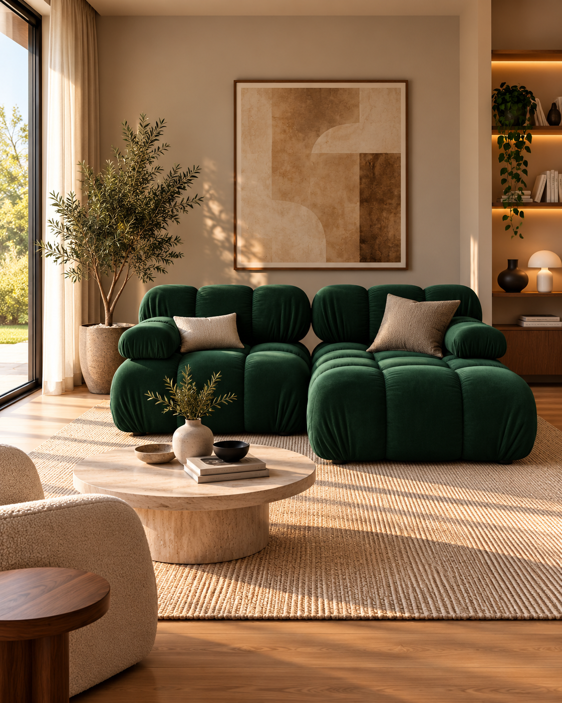 Selene Modulsofa, Ecksofa aus Samt (2-Sitzer), 190 cm