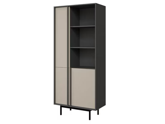 Alva 2 Türen – Moderner Design Schrank mit Schubladen & Metallfüßen (Beige)