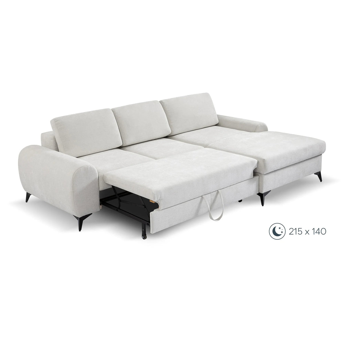 Milan Ecksofa mit Schlaffunktion und Bettkasten in Bouclé