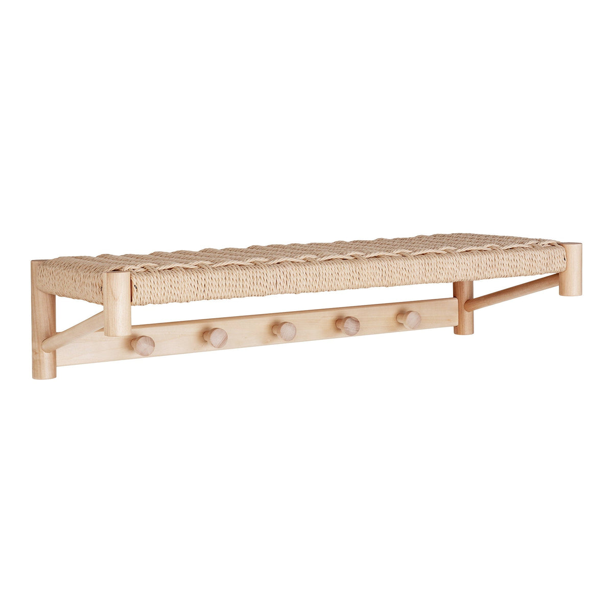 PolsterOase Möbel – Abano Hutablage aus Pappelholz und Papierkordel, Natur, 78 cm