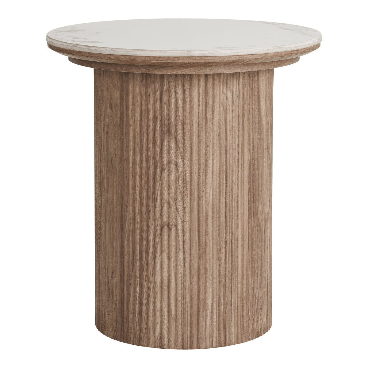 PolsterOase Möbel – Athens Beistelltisch aus Keramik, Weiß/Braun, Ø 45 cm – Ansicht 4