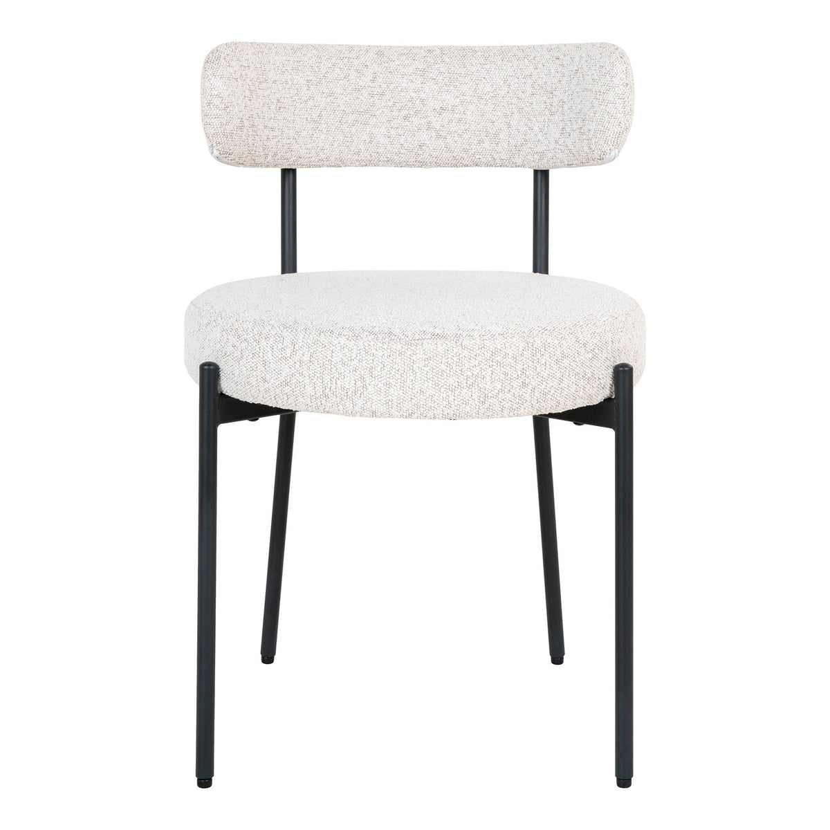 PolsterOase Möbel – Badalona Esszimmerstühle mit Bouclé, Bezug und Stahlgestell, 2er, Set, Weiß – Ansicht 3