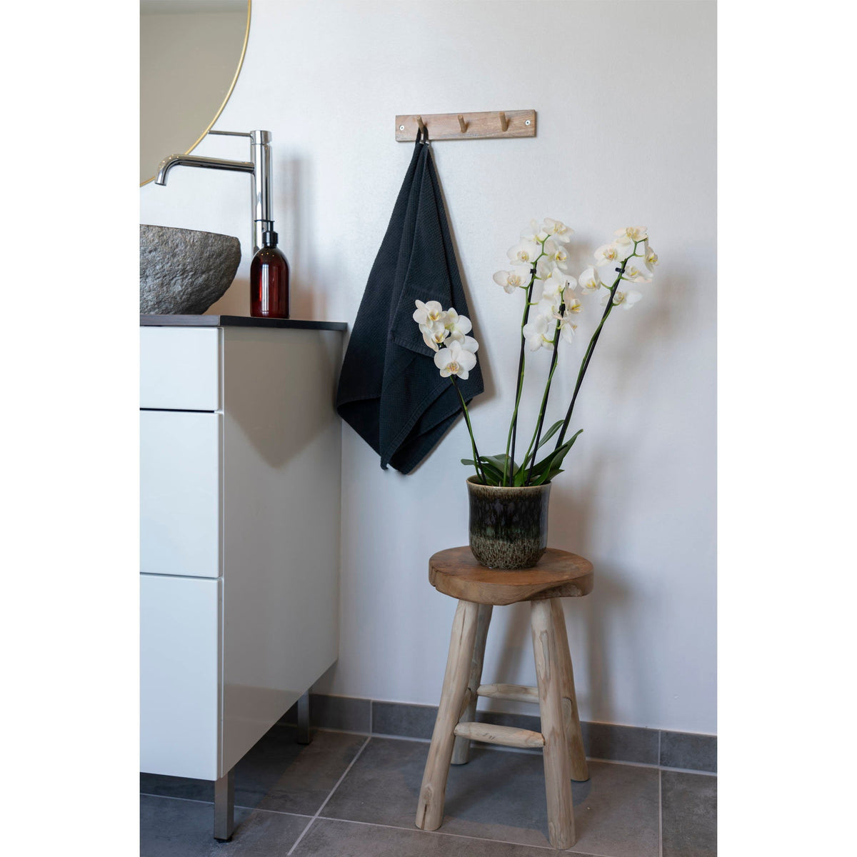 PolsterOase Möbel – Badia Hocker aus Teakholz, Natur, Ø 30 cm – Ansicht 2