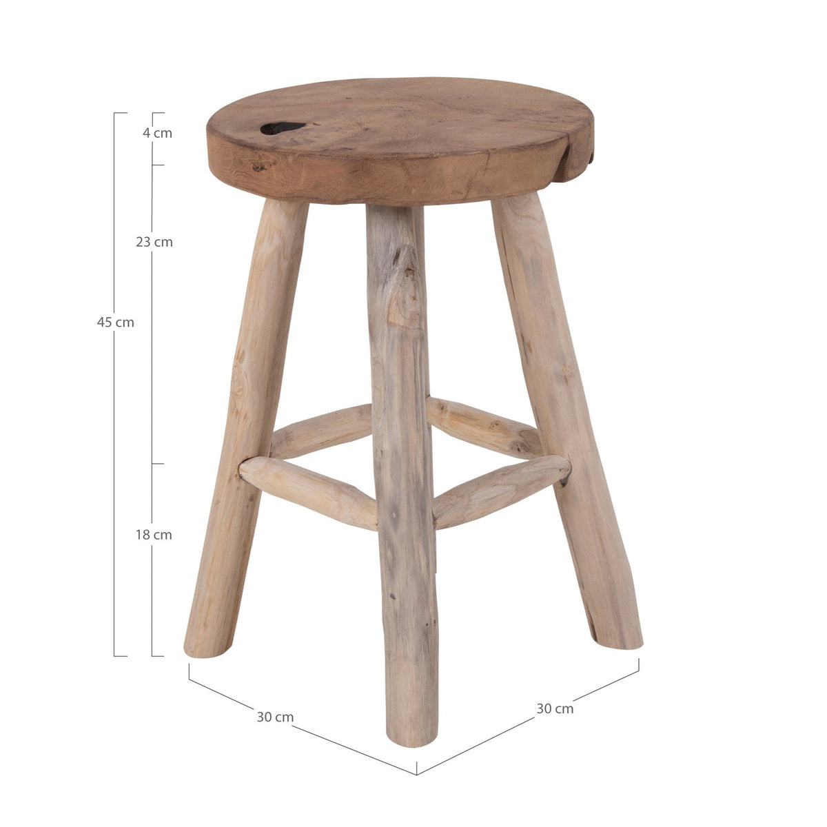 PolsterOase Möbel – Badia Hocker aus Teakholz, Natur, Ø 30 cm – Ansicht 4