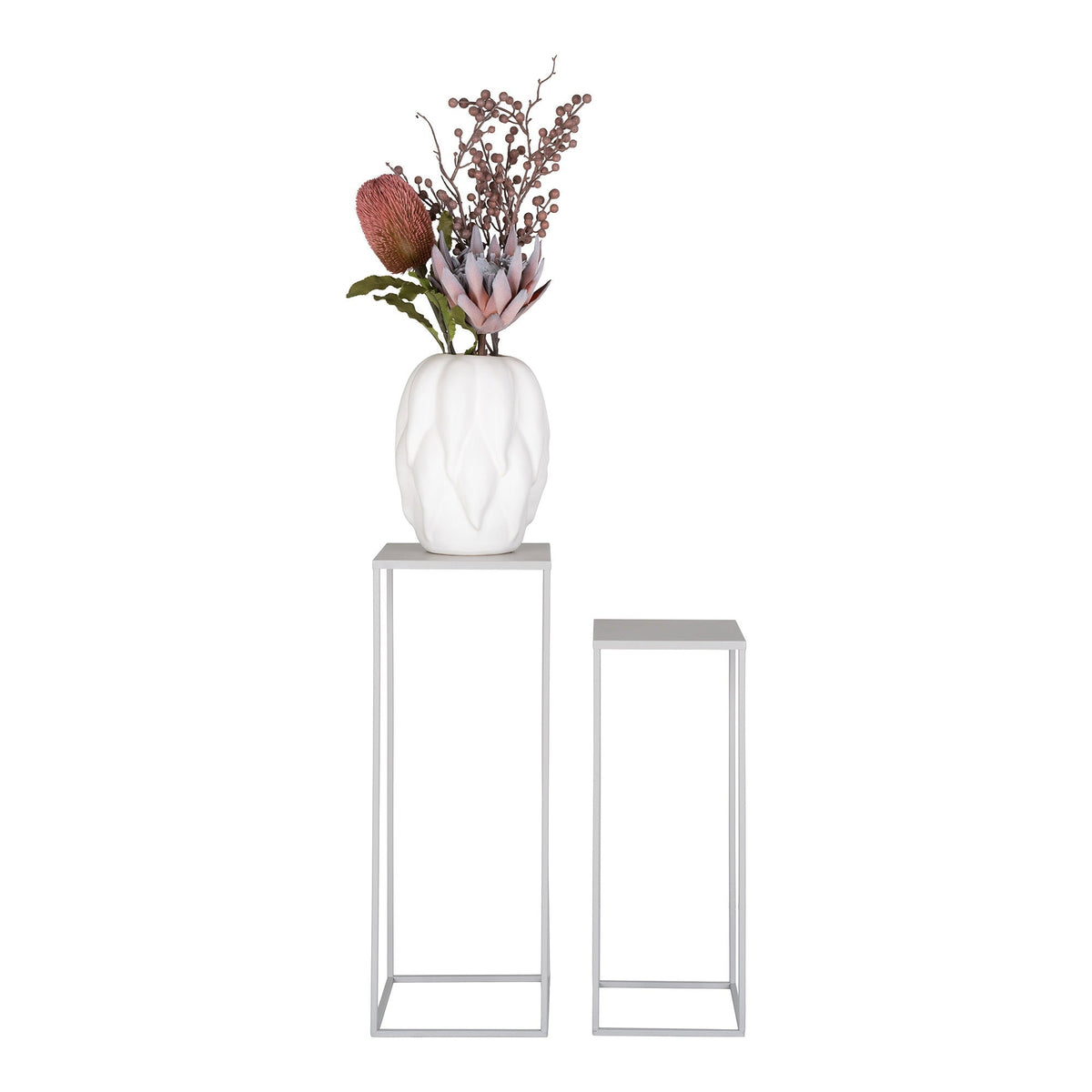 PolsterOase Möbel – Beja Blumenständer aus Stahl, 2er, Set, Sand/Grau – Ansicht 2