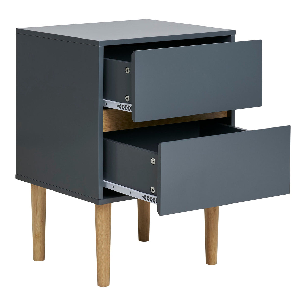 PolsterOase Möbel – Bisley Beistelltisch, lackiertes Holz, 2 Schubladen, dunkelgrau, 40x35x55 cm – Ansicht 4