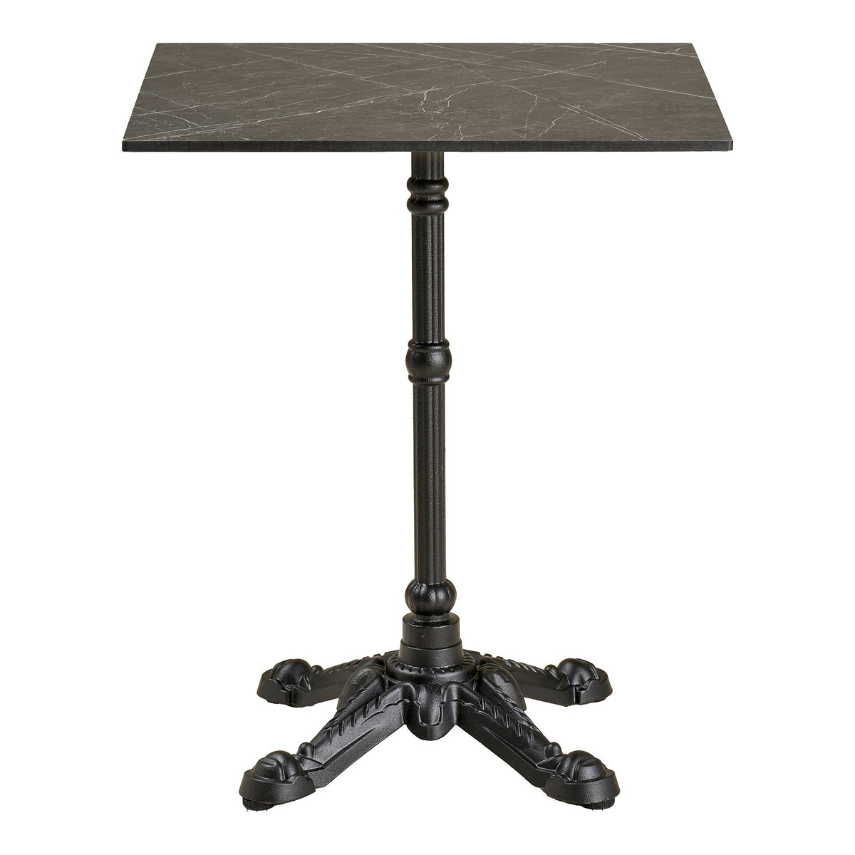 PolsterOase Möbel – Bistrotisch in Marmoroptik mit Gusseisenbeinen, Dunkelgrau, 60 cm