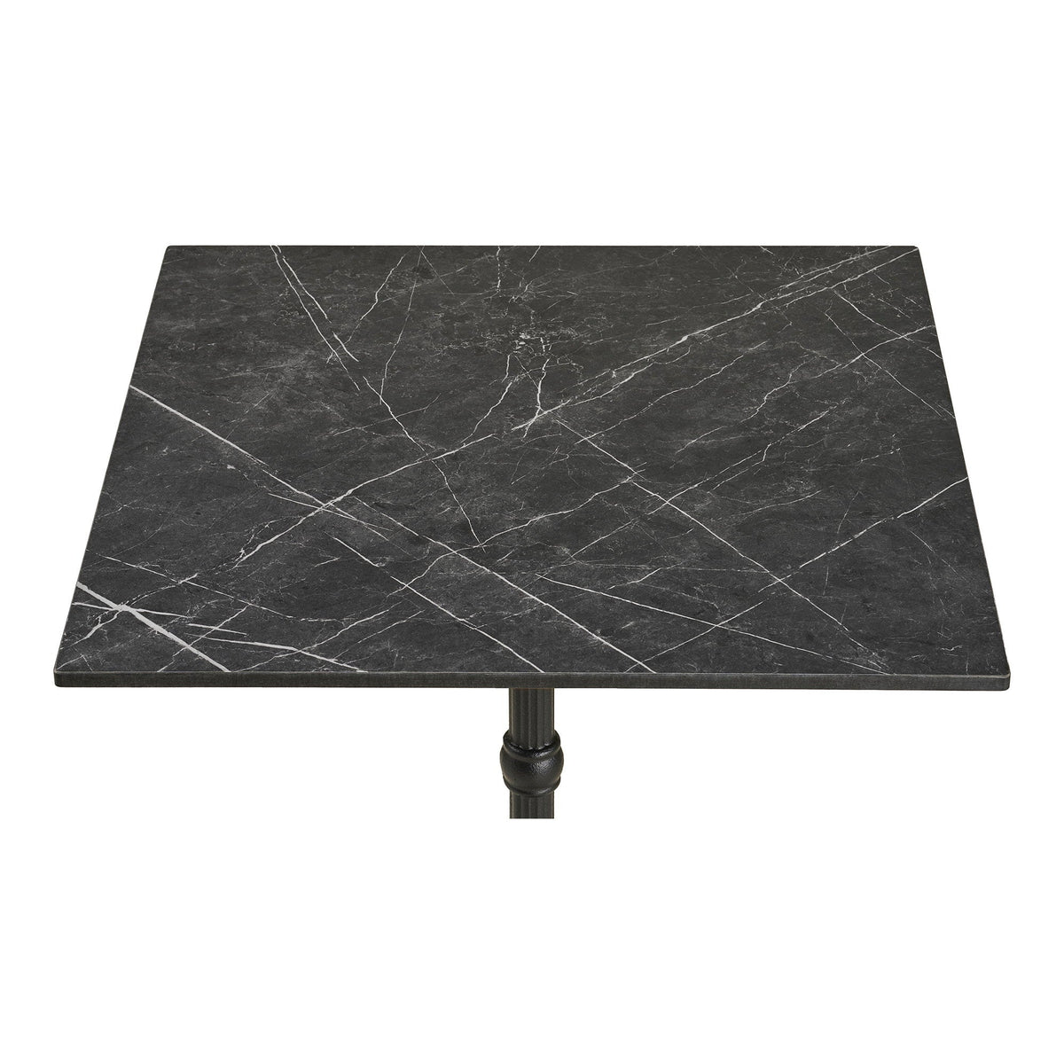 PolsterOase Möbel – Bistrotisch in Marmoroptik mit Gusseisenbeinen, Dunkelgrau, 60 cm – Ansicht 2
