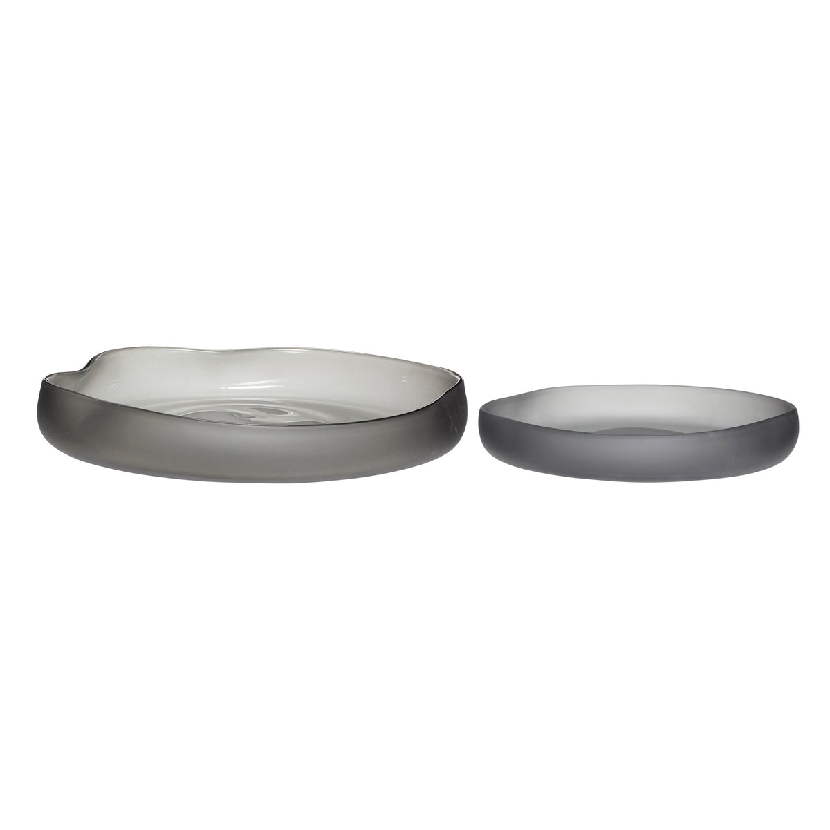 PolsterOase Möbel – Bow Schalen aus mundgeblasenem Glas, 2er, Set, Rauchgrau