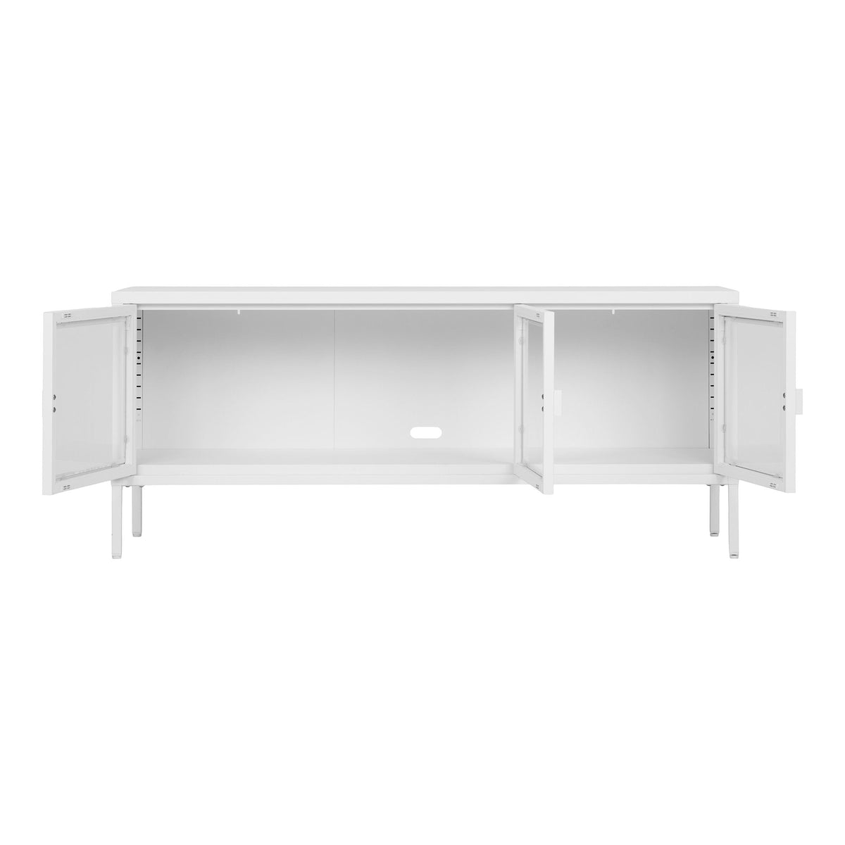 PolsterOase Möbel – Brisbane TV, Bank aus Stahl und Glas, 3 Türen, Weiß, 130 cm – Ansicht 3