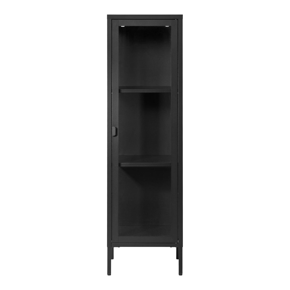 PolsterOase Möbel – Brisbane Vitrine aus Stahl und Glas, 1 Tür, Schwarz, 140 cm