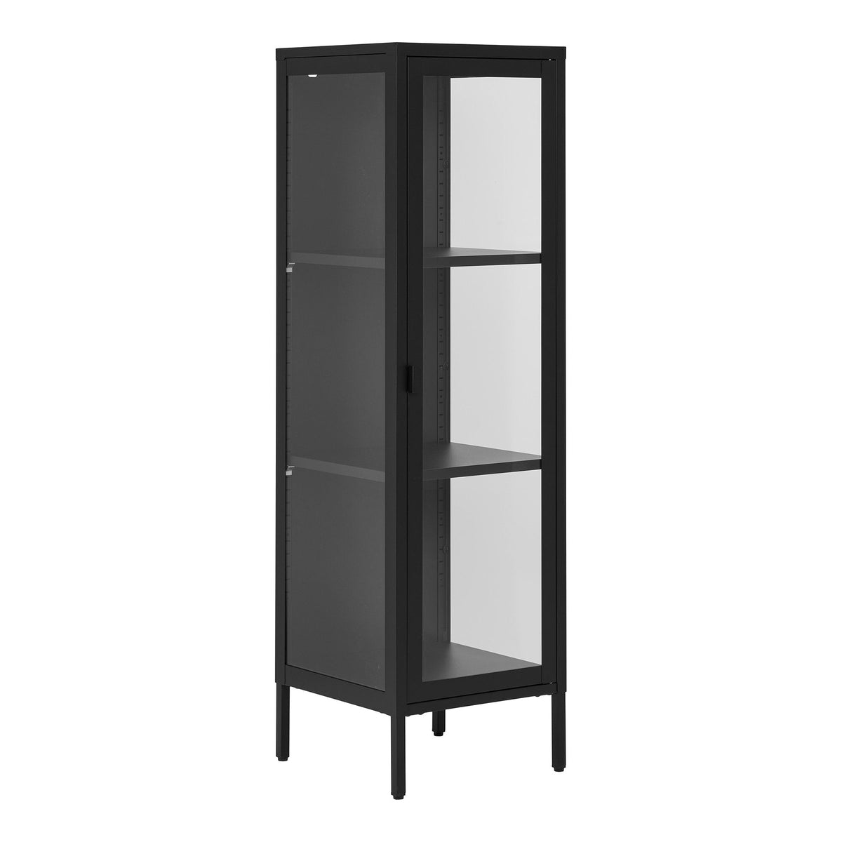PolsterOase Möbel – Brisbane Vitrine aus Stahl und Glas, 1 Tür, Schwarz, 140 cm – Ansicht 2