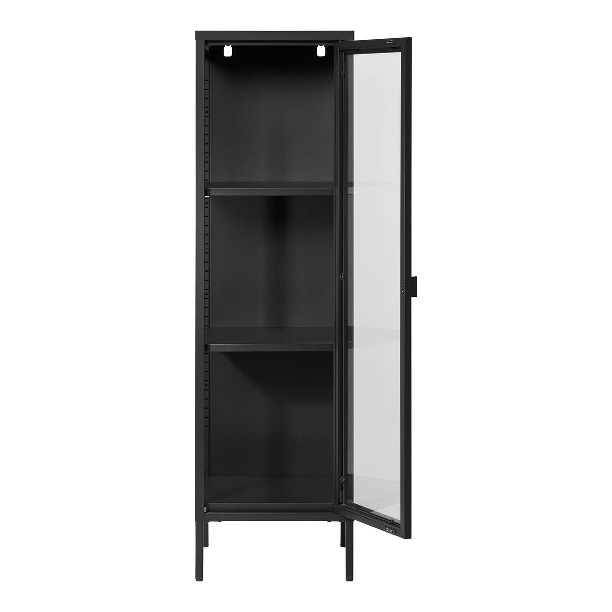 PolsterOase Möbel – Brisbane Vitrine aus Stahl und Glas, 1 Tür, Schwarz, 140 cm – Ansicht 3