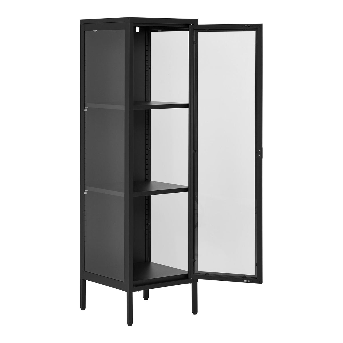 PolsterOase Möbel – Brisbane Vitrine aus Stahl und Glas, 1 Tür, Schwarz, 140 cm – Ansicht 4