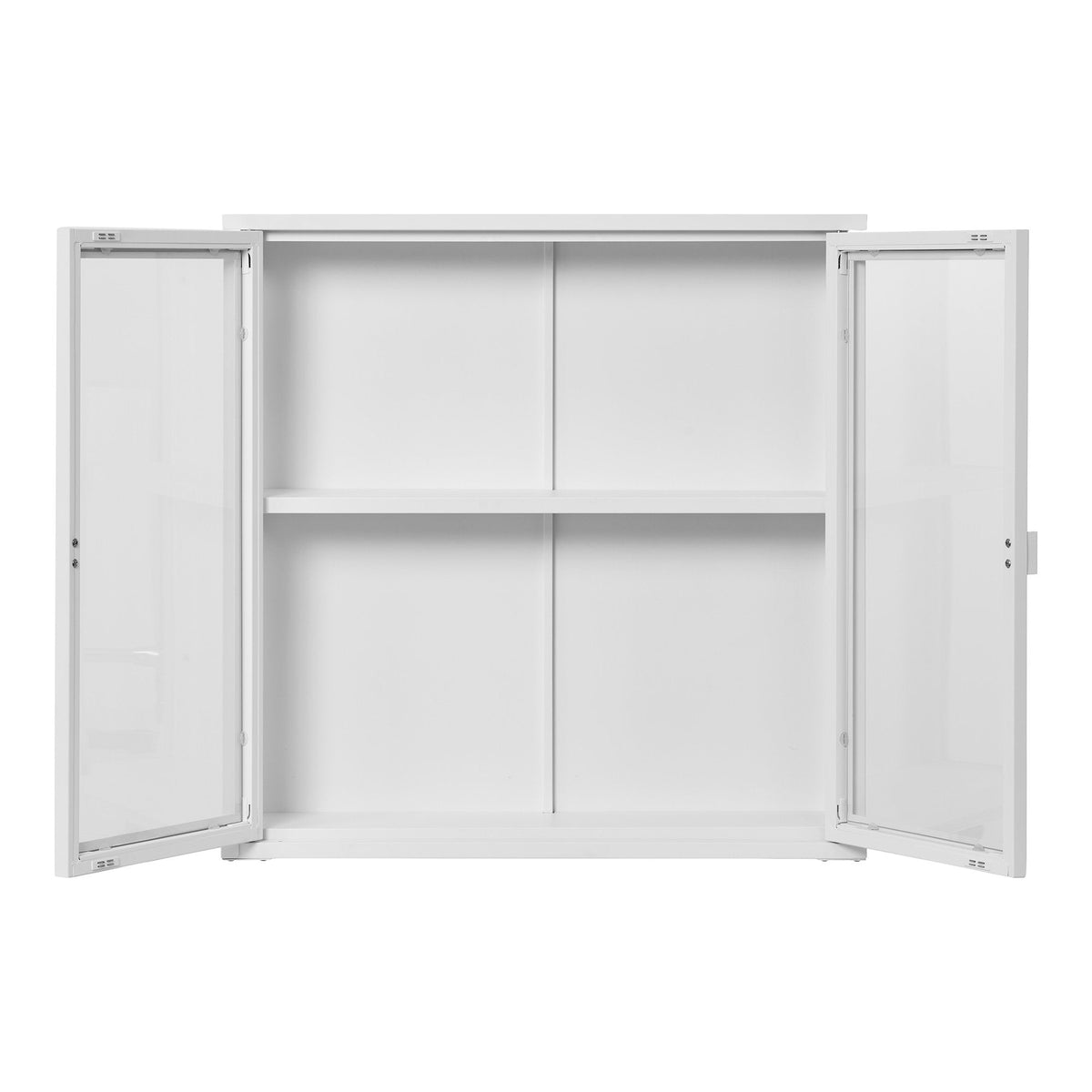PolsterOase Möbel – Brisbane Wandvitrine aus Stahl und Glas, 2 Türen, Weiß – Ansicht 3