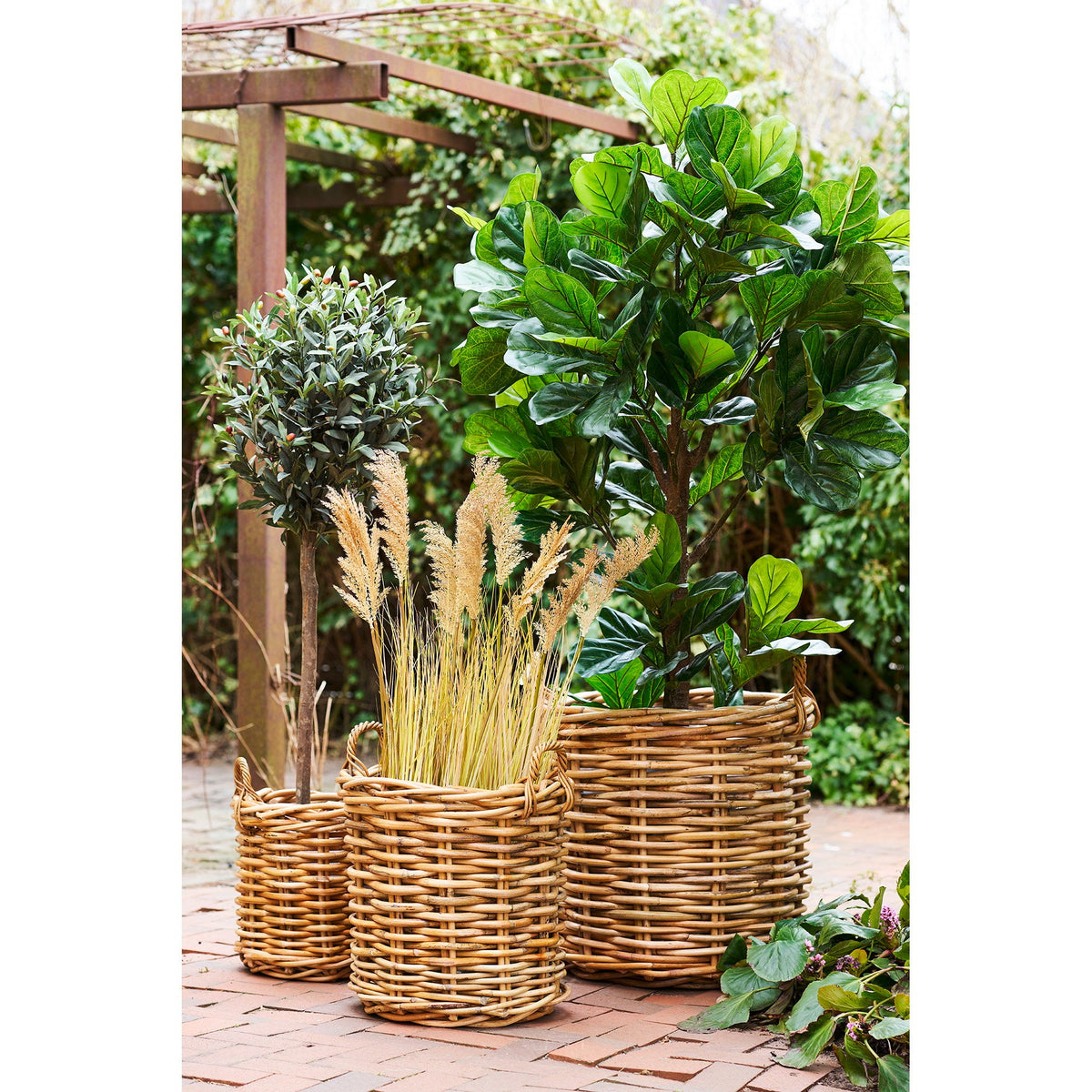 PolsterOase Möbel – Burton Aufbewahrungskörbe aus Kubu, Rattan, 3er, Set, Natur – Ansicht 4