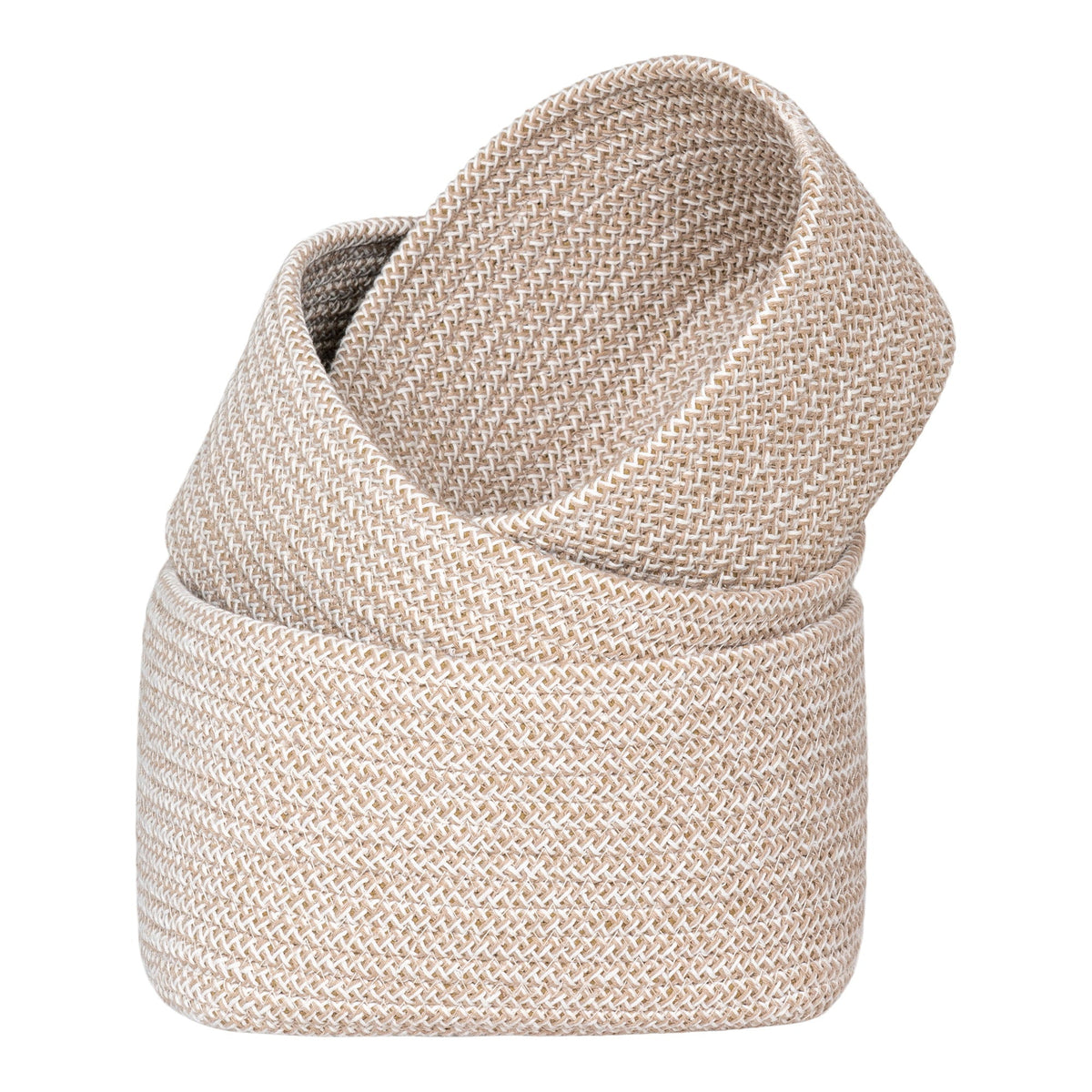 PolsterOase Möbel – Cadima Aufbewahrungskörbe aus Baumwolle, 3er Set, Beige – Ansicht 3