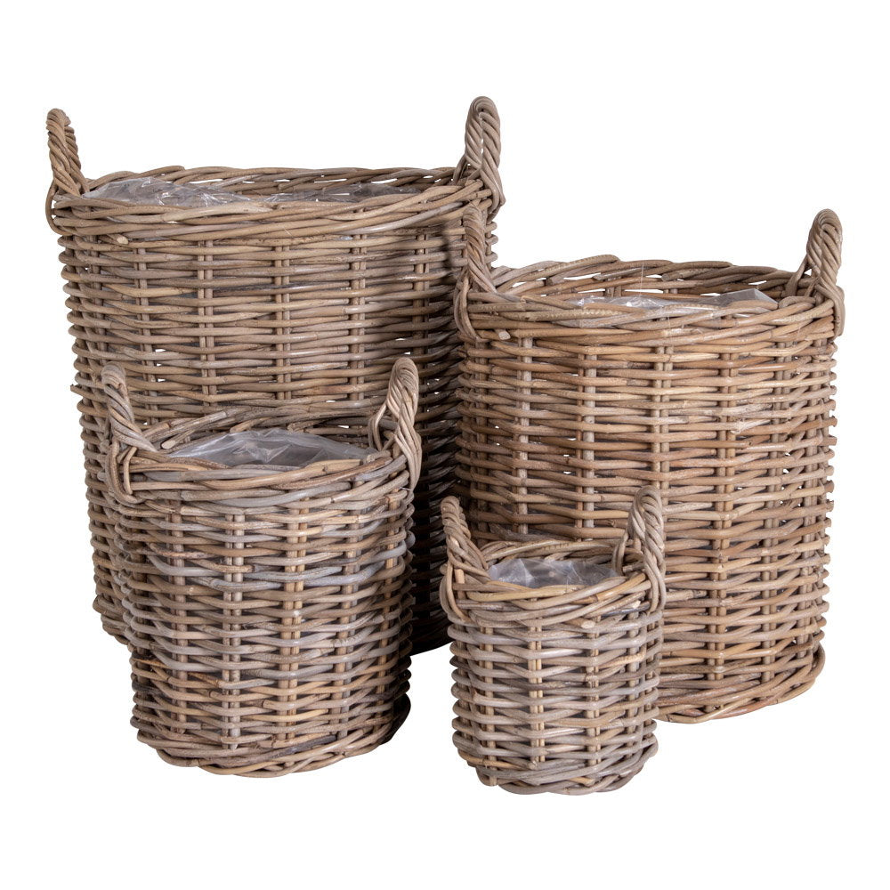 PolsterOase Möbel – Caor Aufbewahrungskörbe aus Kubu, Rattan, 4er, Set