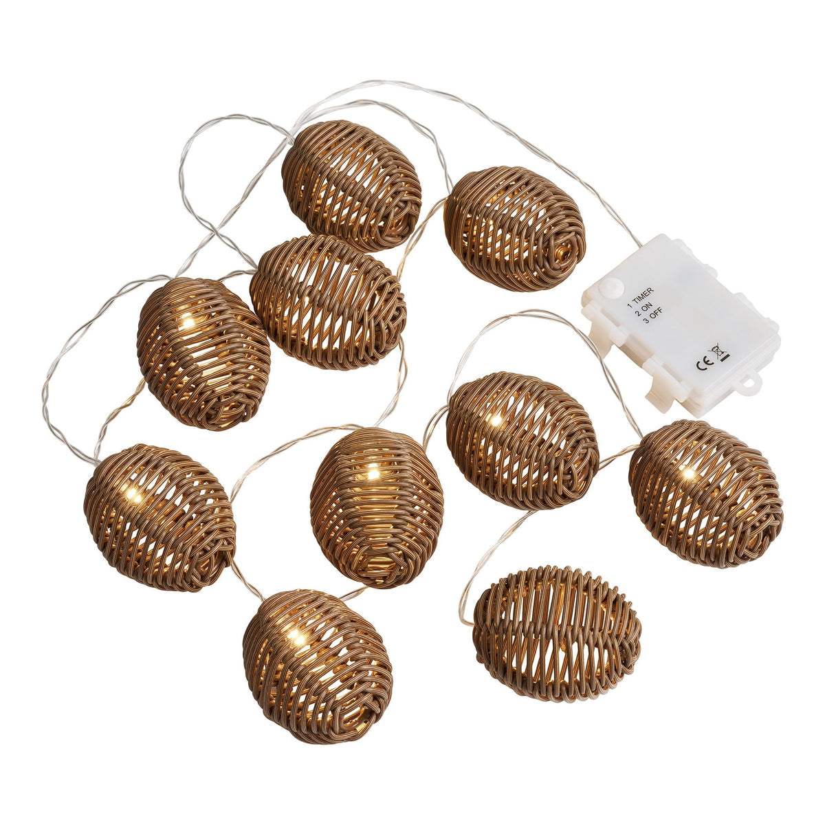 PolsterOase Möbel – Carlisle Lichterkette aus Polyrattan und Metall, Natur/Schwarz – Ansicht 5