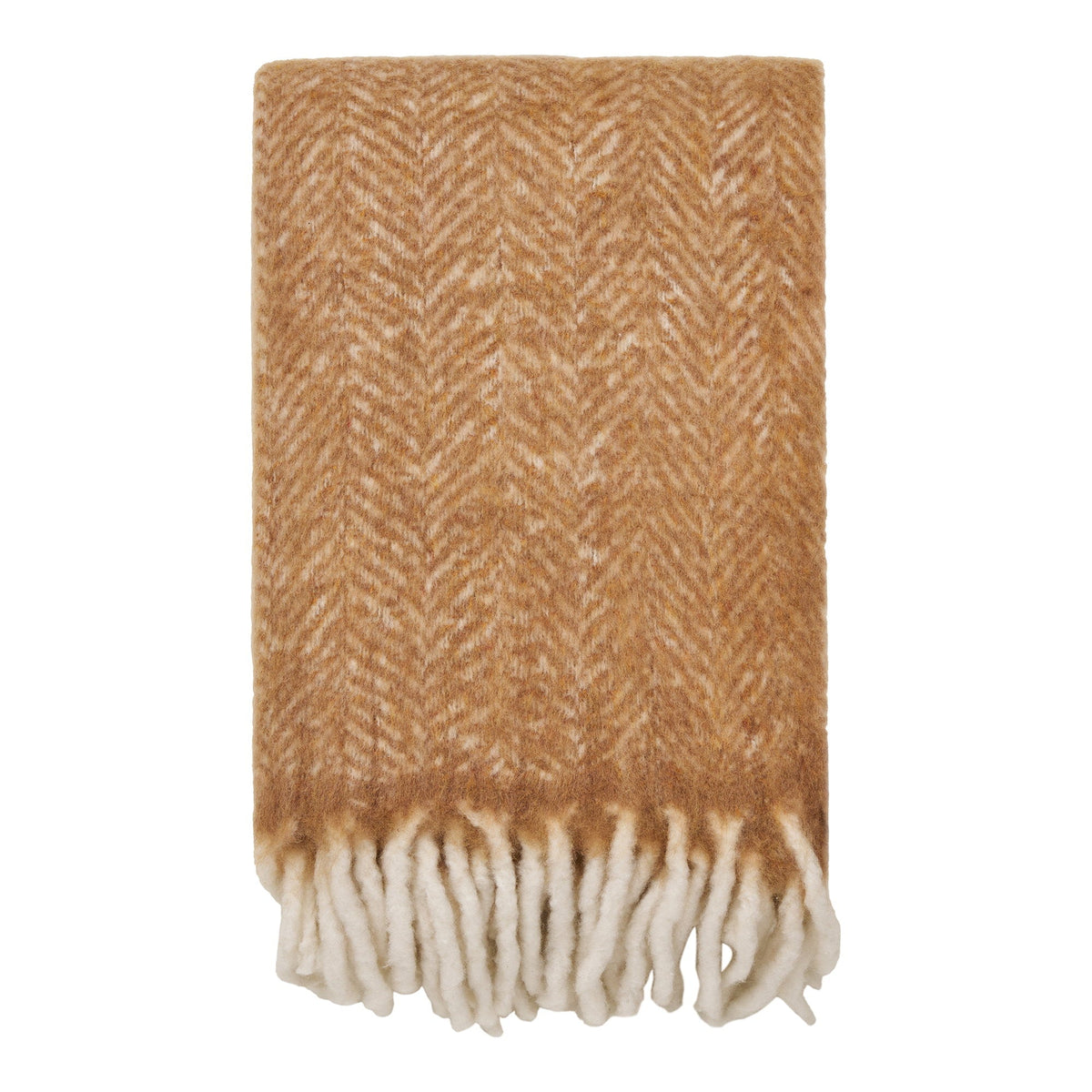 PolsterOase Möbel – Carmel Plaid aus Wolle, Hellbraun, 130 × 170 cm