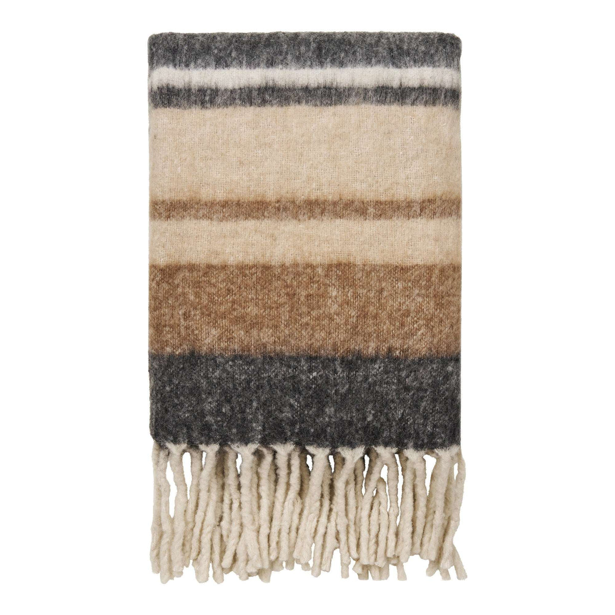 PolsterOase Möbel – Carmel Plaid aus Wolle, Schwarz/Braun, 130 × 170 cm