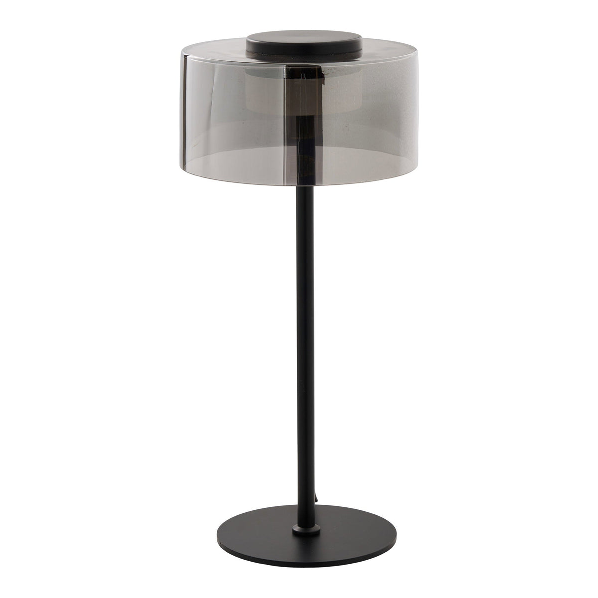 PolsterOase Möbel – Cholet LED, Tischlampe aus Stahl und Glas, Schwarz/Klar