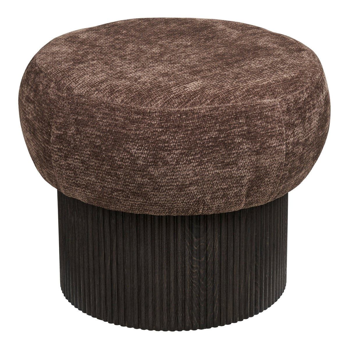PolsterOase Möbel – Christchurch Pouf mit Chenille, Bezug, Dunkelbraun, Ø 52 cm