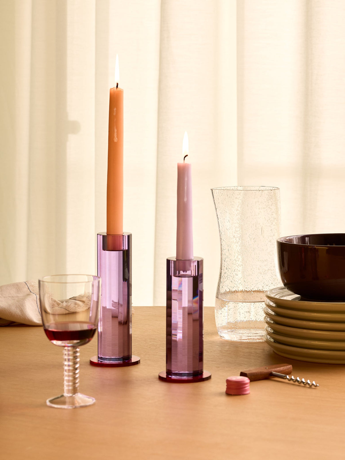 PolsterOase Möbel – Cut Kerzenhalter aus Kristallglas, 2er, Set, Lila – Ansicht 4