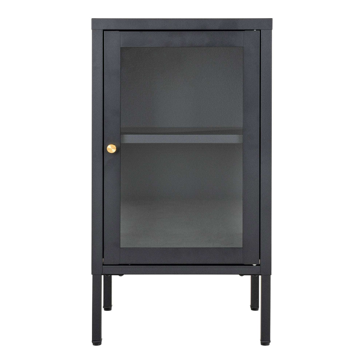 PolsterOase Möbel – Dalby Schrank, 1 Glastür, Stahl, schwarz, 38 x 35 x 70 cm