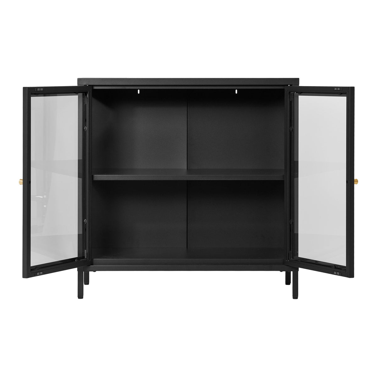 PolsterOase Möbel – Dalby Vitrinenschrank aus Stahl und Glas, 2 Türen, Schwarz, 80 cm – Ansicht 3