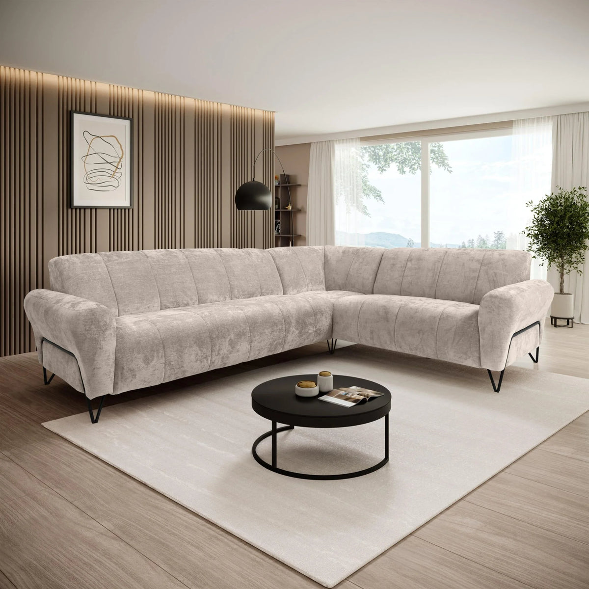 PolsterOase Sofa – Volare L Ecksofa in Chenille – Ansicht 2