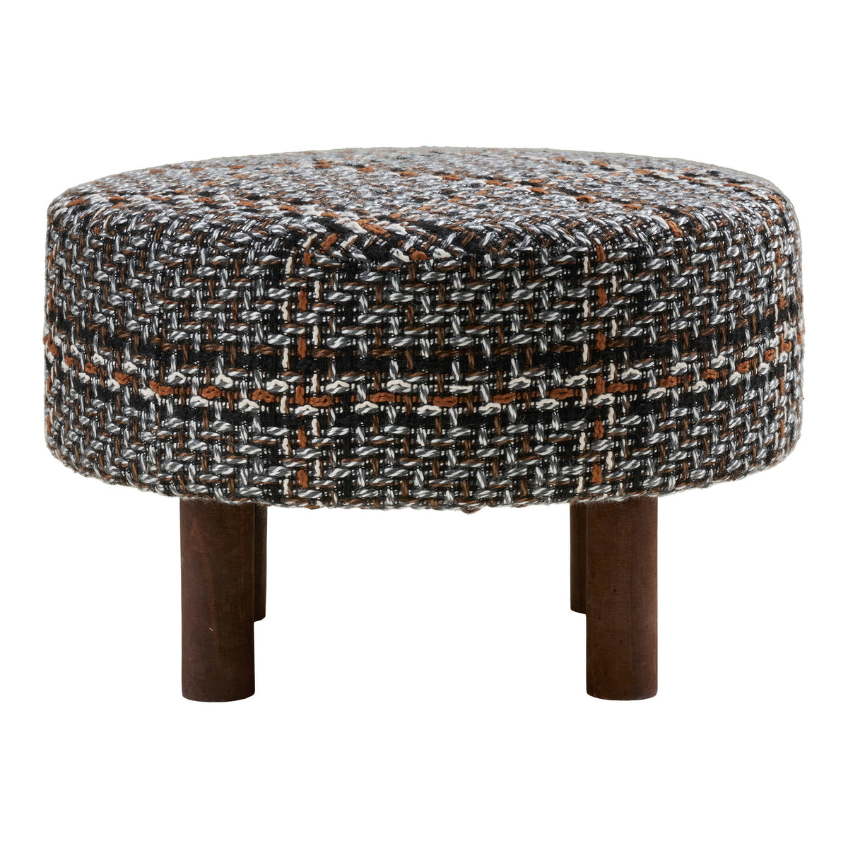 PolsterOase Möbel – Falkirk Pouf mit Holzbeinen, Schwarz/Braun, Ø 50 cm – Ansicht 2