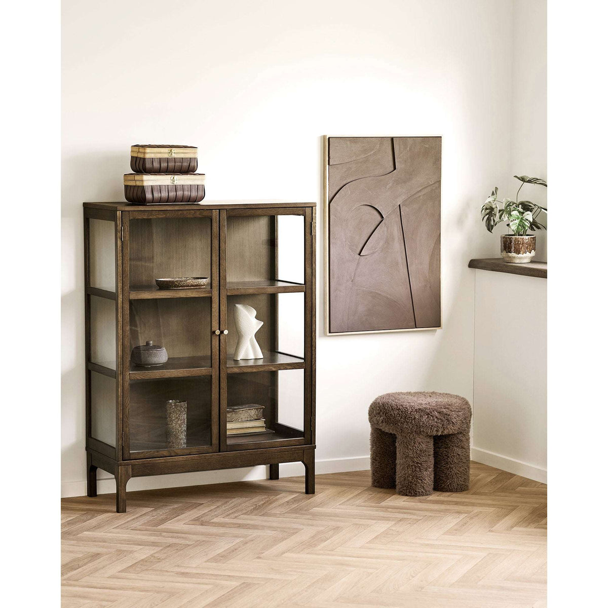 PolsterOase Möbel – Gisborne Pouf, Braun, Ø 42 cm – Ansicht 2