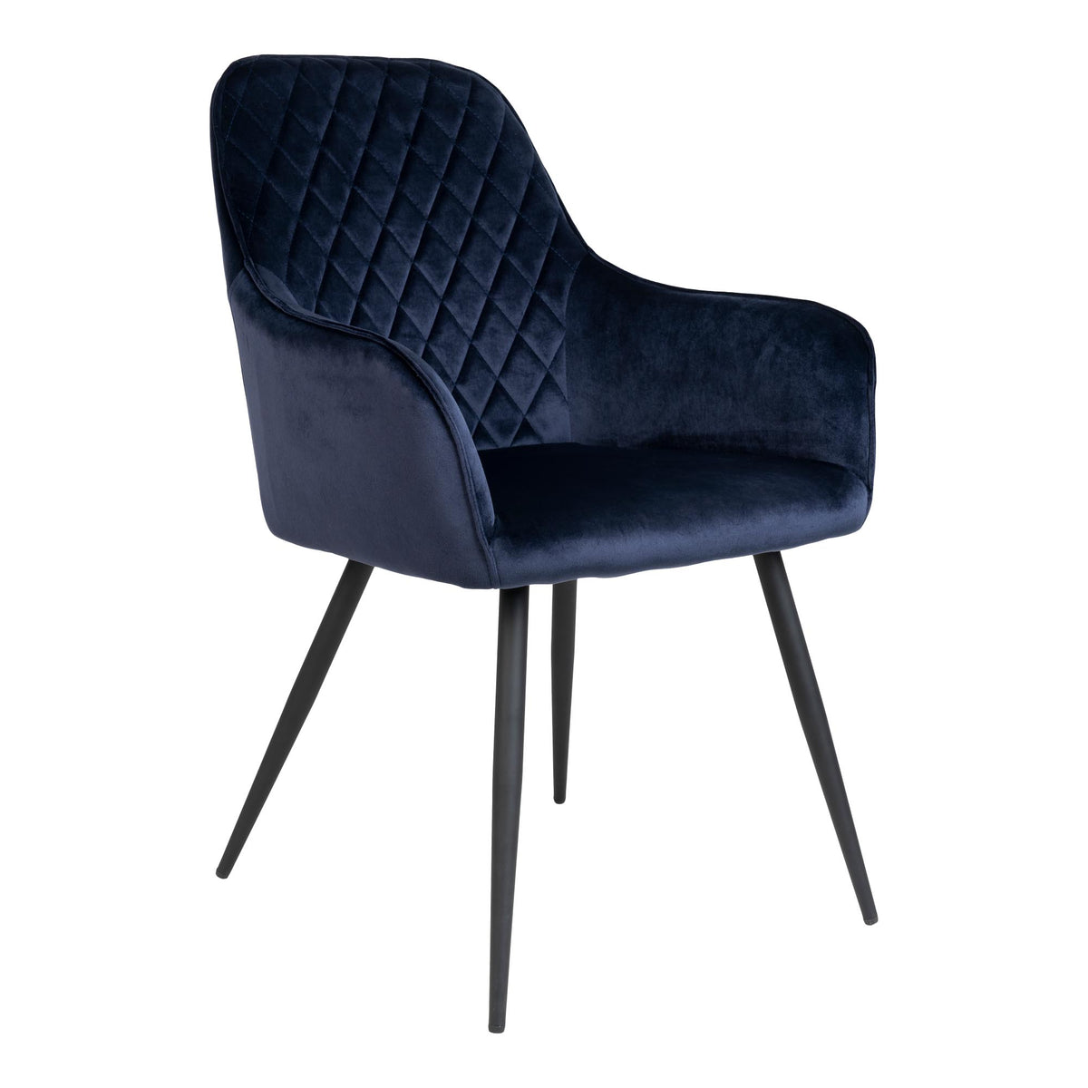 PolsterOase Möbel – Harbo Esszimmerstühle mit Samtbezug, 2er, Set, Blau/Schwarz