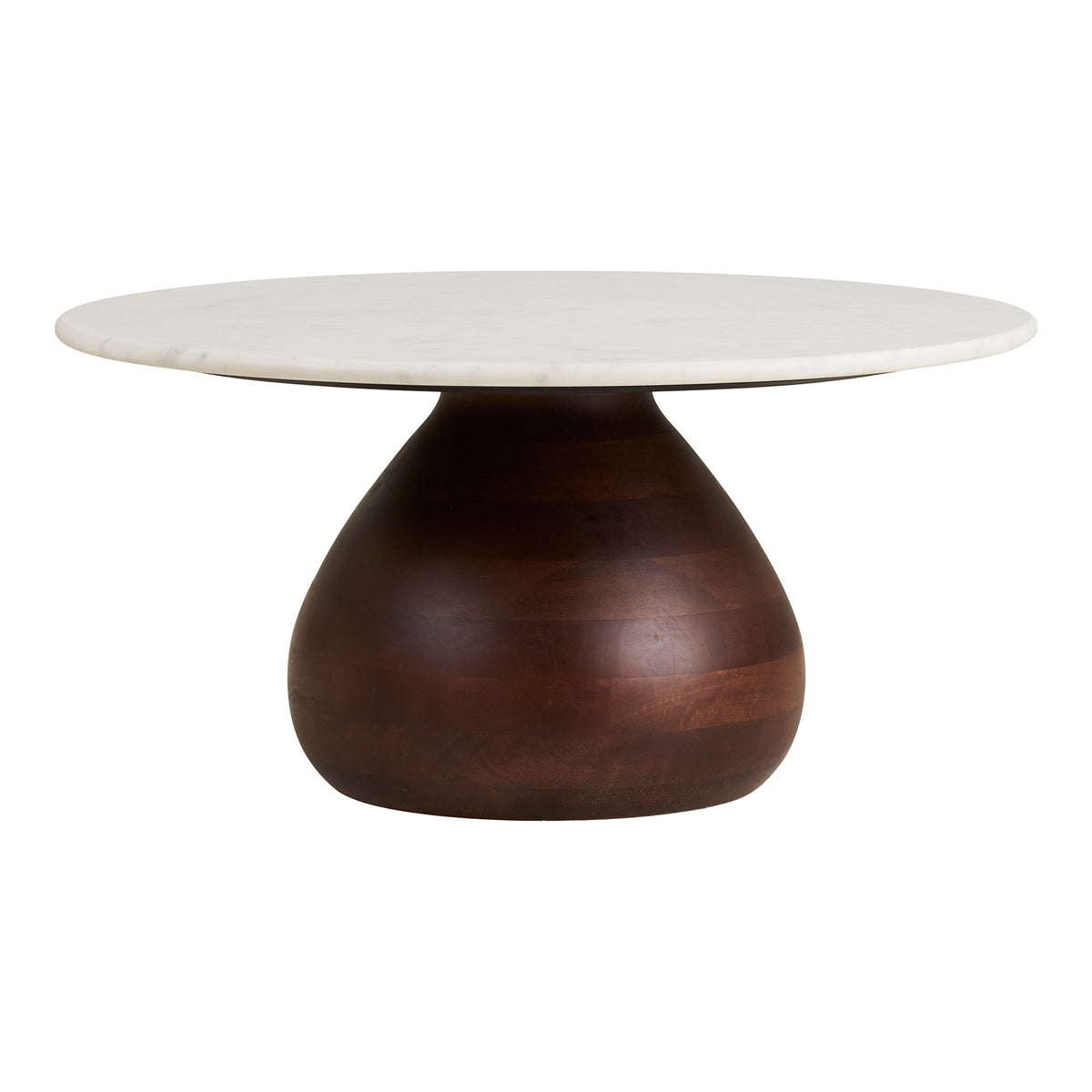 PolsterOase Möbel – Heide Couchtisch, Mangoholz/Marmor, dunkelbraun/weiß Ø70×35 cm – Ansicht 3