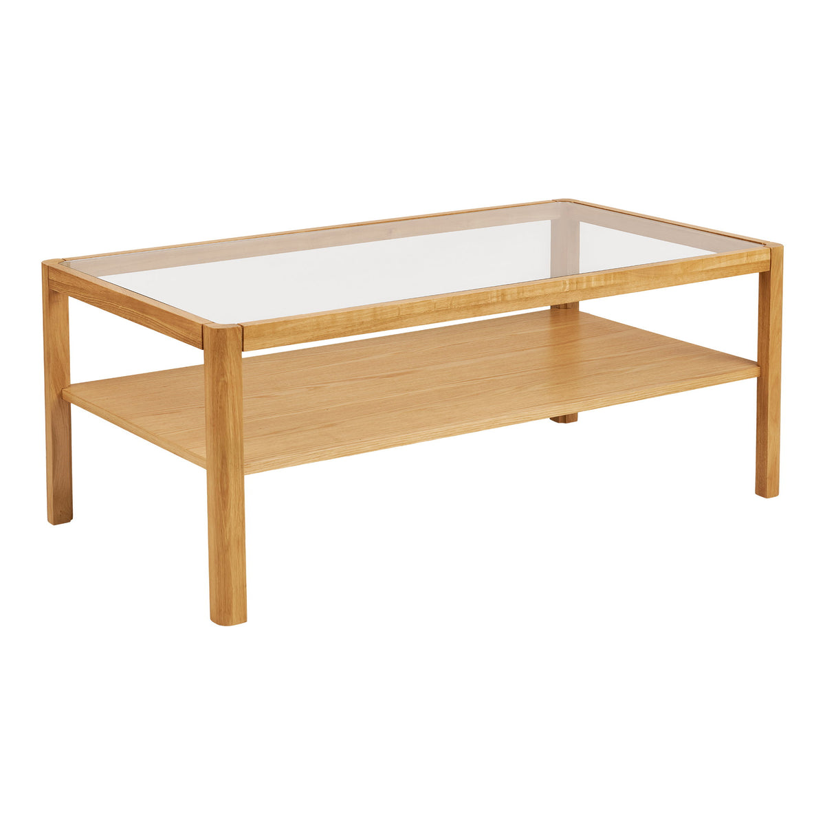 PolsterOase Möbel – Lourmarin Couchtisch aus Eichenholz und Glas, Natur, 110 × 60 cm