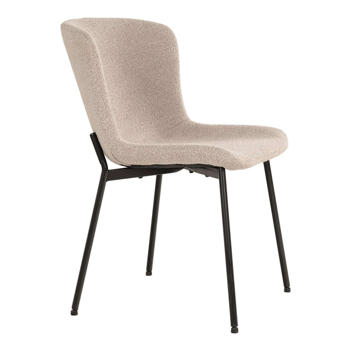 PolsterOase Möbel – Maceda Esszimmerstühle mit Bouclé, Bezug und Stahlgestell, 2er, Set, Beige/Schwarz – Ansicht 4
