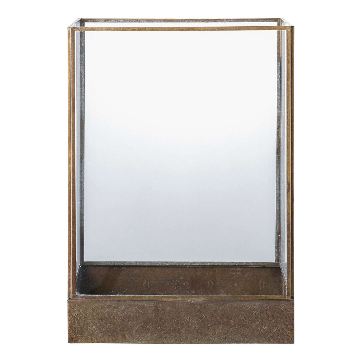 PolsterOase Möbel – Manali Laterne aus Glas und Metall, Antikmessing, 36, 5 cm