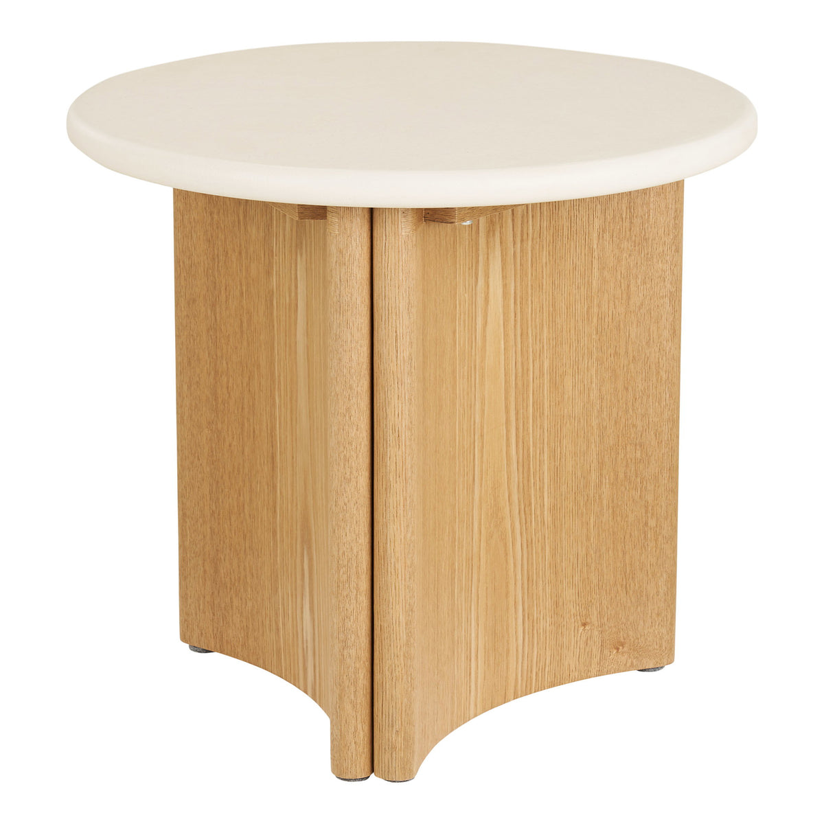 PolsterOase Möbel – Motril Beistelltisch, Beistelltisch, Zement/Eschenfurnier, weiß/natur ø50x45 cm