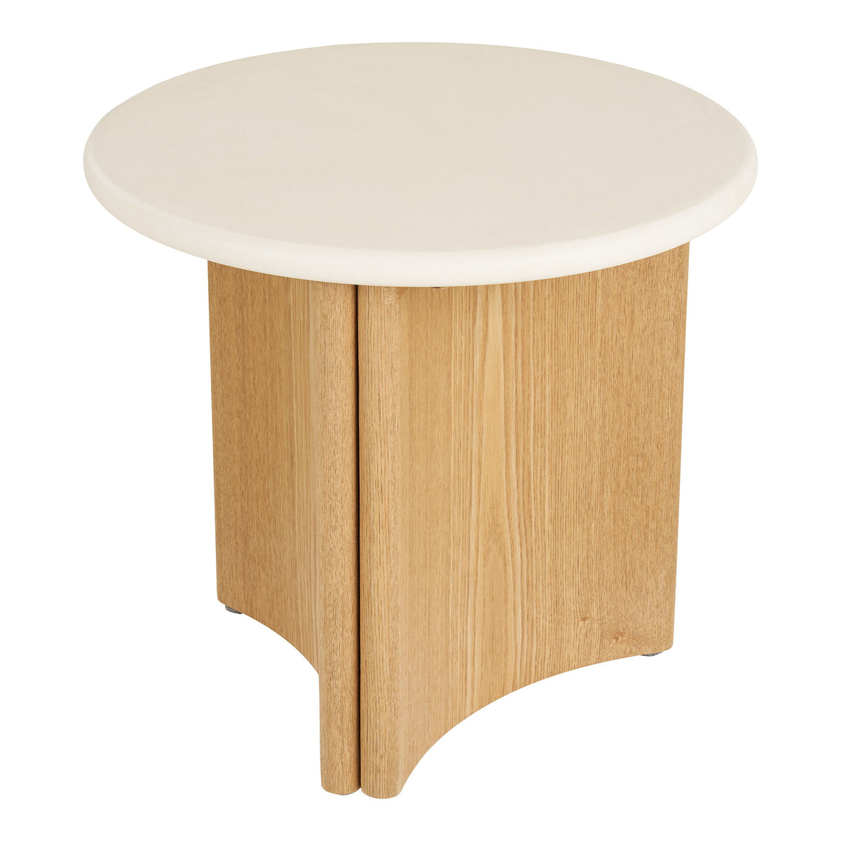 PolsterOase Möbel – Motril Beistelltisch, Beistelltisch, Zement/Eschenfurnier, weiß/natur ø50x45 cm – Ansicht 2