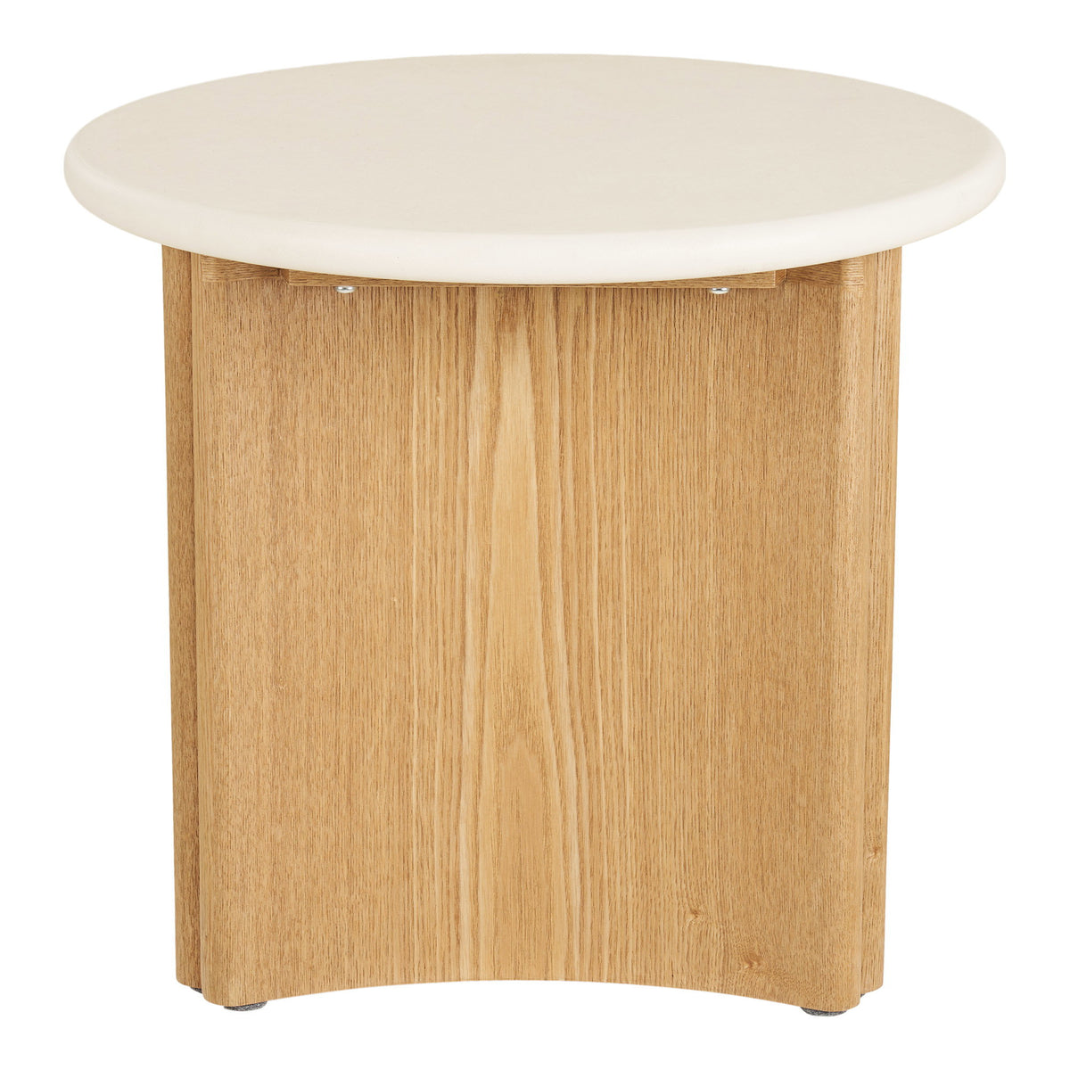 PolsterOase Möbel – Motril Beistelltisch, Beistelltisch, Zement/Eschenfurnier, weiß/natur ø50x45 cm – Ansicht 3